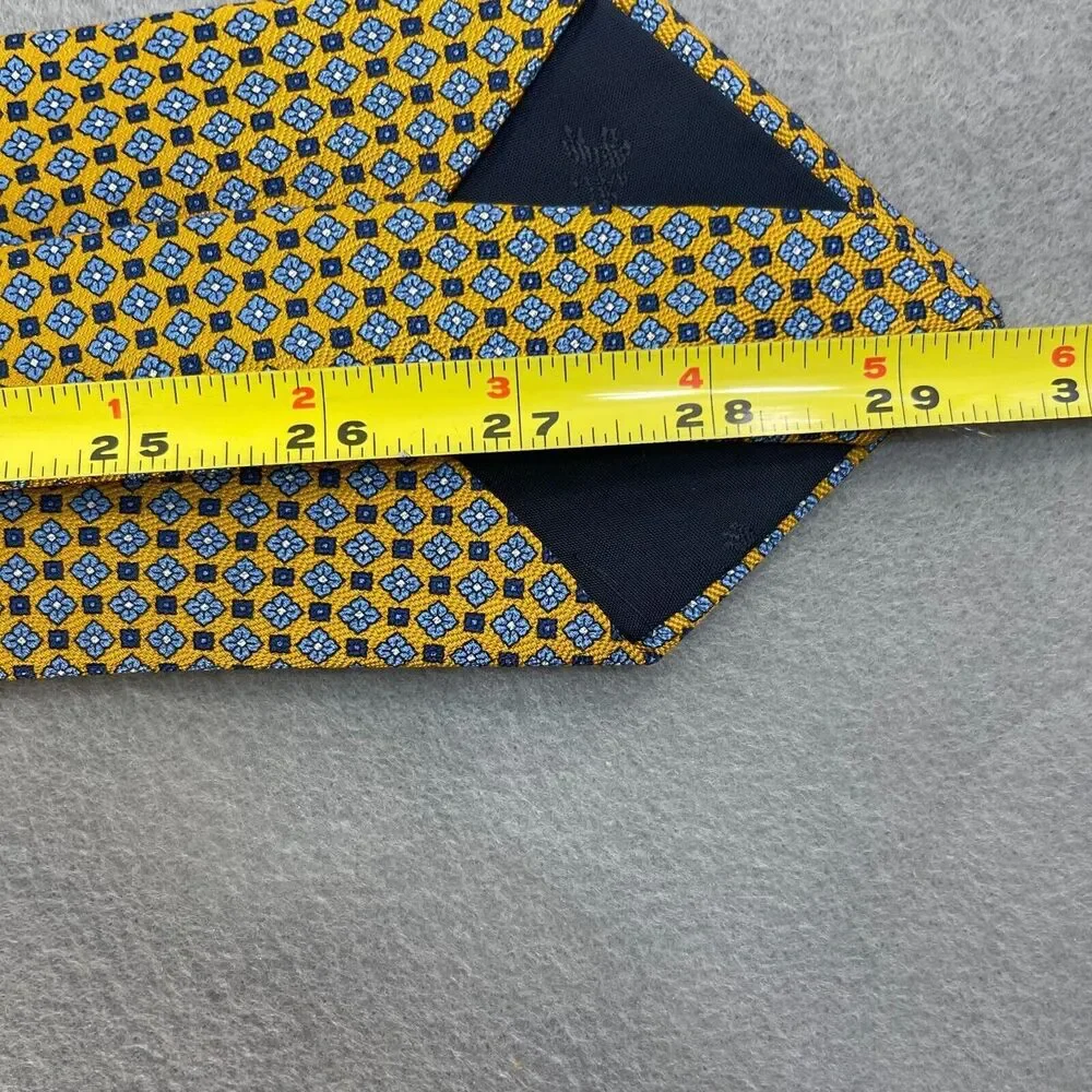 Brooks Brothers Tie Mens Yellow Blue Novelty‎ Necktie 100% Silk